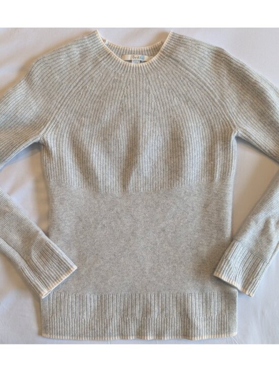 Boden Cashmere Light Gray Sweater Crew Neck Ribbed | S - Picture 3 of 6